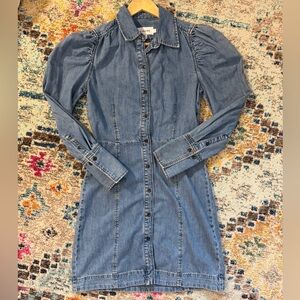 Frame Denim Voluminous puff sleeve denim dress